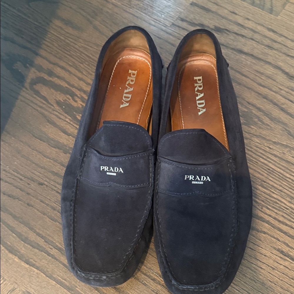 Prada Men's Dark Suede Loafers Size 12